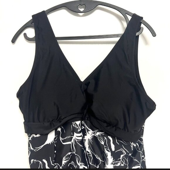 Tankini Bathing Suit Black and White Swimsuit Women Size XXL - Picture 7 of 9